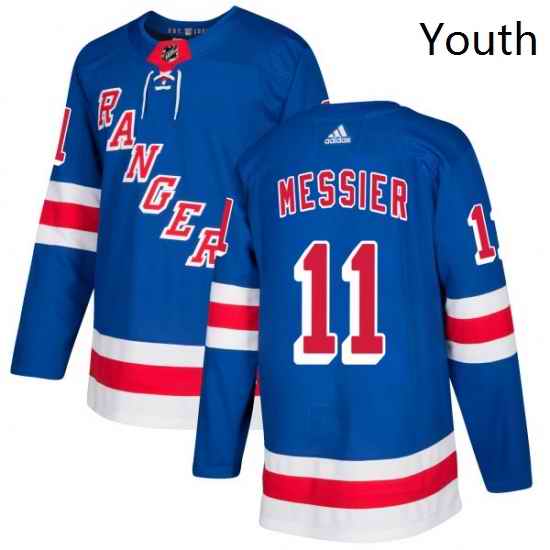 Youth Adidas New York Rangers 11 Mark Messier Authentic Royal Blue Home NHL Jersey